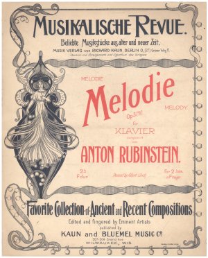 Melodie Op.3 No.1 für Klavier componiert von Anton Rubinstein. Musikalische Revue. Beliebte Musikstücke aus alter und neuer Zeit