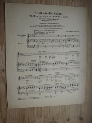 antiquarisches Buch – Carl Bohm – "Still wie die Nacht" Altdeutscher Liebesreim  - Op. 326 Nr. 27