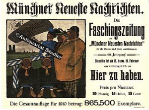 Original-Plakat für die Faschingszeitung der Münchner Neuesten Nachrichten.