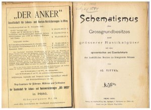 Schematismus des Grossgrundbesitzes und grösserer Rustikalgüter mit einer agranomischen und Eisenbahnkarte des landgräflichen Besitzes im Königreich Bögmen