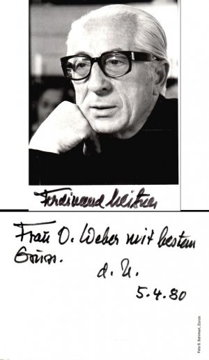 gebrauchtes Buch – Ferdinand Leitner – Dirigent (1912-1996). Portraitphoto mit eigenh. U. - Auf d. Rückseite eigenh. Gruß mit Datum.