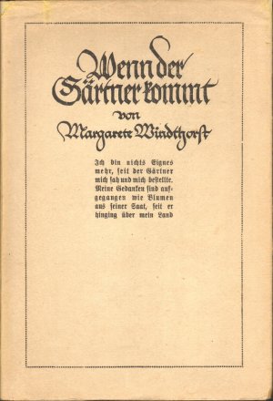 antiquarisches Buch – Margarete Windthorst – Wenn der Gärtner kommt