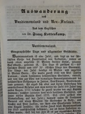 Auswanderung nach dem britt. Amerika. - nach den Verein. Staaten. - nach Australien. - nach Vandiemensland