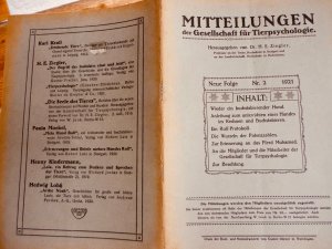 Mitteilungen der Gesellchaft für Tierpsychologie Nr.2 / 4. Jahrgang 1916