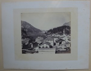 Originale Fotografie ( Vintage, Albuminabzug, goldgetönt) - Blick auf Sils-Maria, Schweiz, um 1860-65.