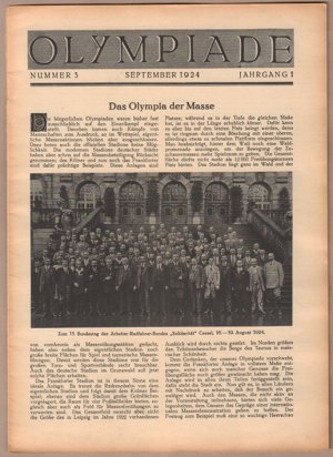 antiquarisches Buch – Wildung, Fr., J – I. Internationales Arbeiter-Olympia Frankfurt am Main, 1. Jahrgang, Juli 1924 - Juni 1925 (9 Hefte).