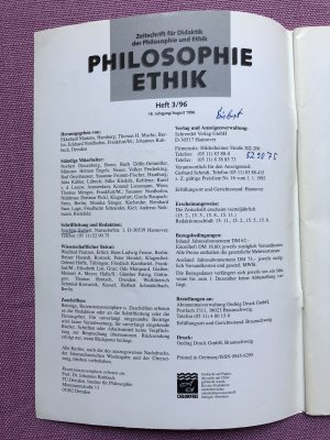 gebrauchtes Buch – Ekkehard Martens, Thomas H – Zeitschrift für Didaktik der Philosophie und Ethik: Lebensgrenzen