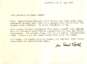 Maler (1867-1956). Masch. Brief mit eigenh. U.