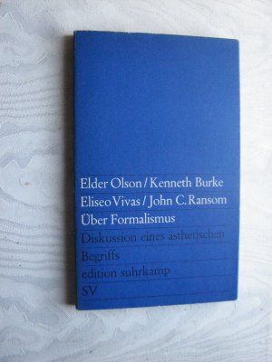 antiquarisches Buch – Olson, Elder, Kenneth Burke Eliseo Vivas u – Über Formalismus. Diskussion eines ästhetischen Begriffs