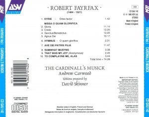 gebrauchter Tonträger – Fayrfax, Robert  – Fayrfax: Missa O quam glorifica / The Cardinall's Musick, Andrew Carwood