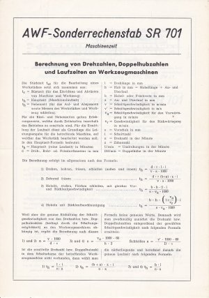 Anleitung AWF-Sonderrechenstab SR 701