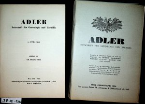 antiquarisches Buch – ADLER- Zeitschrift für Genealogie und Heraldik. 4. (XVIII.) Band 1956-1958. 18 Hefte.