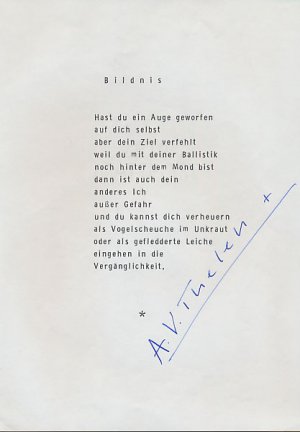 Bildnis. [Signierter Einblattdruck].