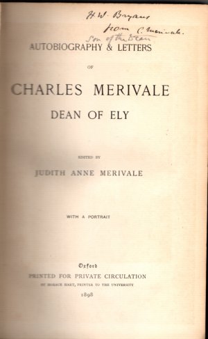 Charles Merivale - Dean of Ely - Autobiography & Letters