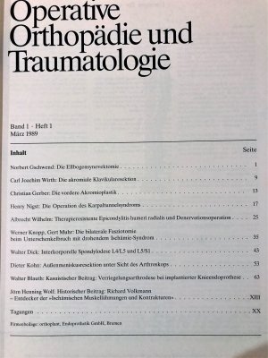 gebrauchtes Buch – W. Blauth – Operative Orthopädie und Traumatologie Jahrgang 1989