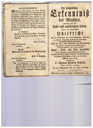 Die höchstnöthige Erkenntniß des Menschen, sonderlich nach dem Leibe und natürlichen Leben... oder, ein deutlicher Unterricht von der Gesundheit und deren […]