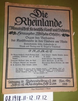 antiquarisches Buch – Autorenkollektiv – Die Rheinlande ## Monatsschrift für deutsche Kunst und Dichtung  ## November / Dezember 1918