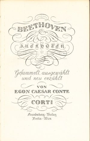 antiquarisches Buch – Egon Caesar Conte Corti – Beethoven Anekdoten