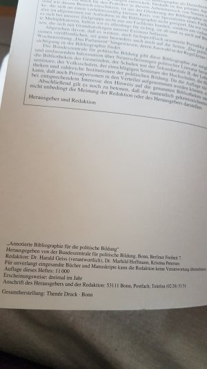 gebrauchtes Buch – Annotierte Bibliographie für die politische Bildung 1/94