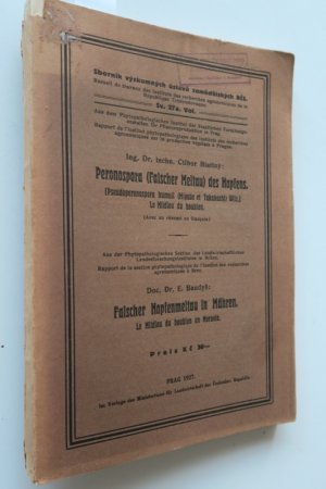 Hopfen. - Blattny, C. und E. Baudys. 1. Peronospora (Falscher Meltau) des Hopfens. 2. Falscher Hopfenmeltau in Mähren. Prag 1927. * Mit 1 farbiger Tafel […]