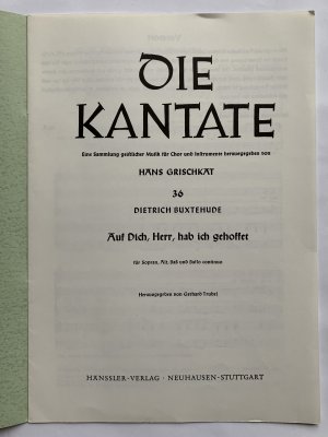 antiquarisches Buch – Dietrich Buxtehude – Kantate:  Auf Dich, Herr, hab ich gehoffet (In te Domine speravi)