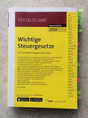 gebrauchtes Buch – Wichtige Steuergesetze  -  mit Durchführungsverordnungen.  (K.19)