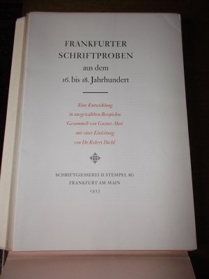 antiquarisches Buch – Gustav Mori / Dr – Frankfurter Schriftproben aus dem 16. bis 18. Jahrhundert.