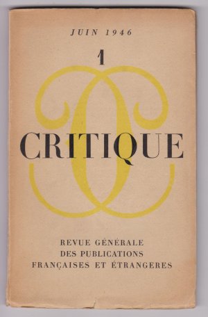 CRITIQUE. Revue Générale des Publications Francaises et Étrangères. Revue mensuelle., Konvolut von 41 Heften 1946 - 1969. Bundle of 41 issues 1946 -1969 […]