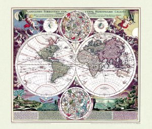 Historische Karte: WELTKARTE (World Map) um 1710 – Johann B. Homann (Plano) - Reprint