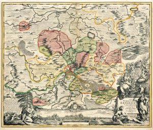 Historische Karte: Erfurt und die dazugehörigen Dörfer (Gebiete) 1712