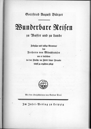 Wunderbare Reisen zu Wasser und zu Lande, Feldzüge und lustige Abenteuer des Freiherrn von Münchhausen. Mit Holzschnitten von Gustav Doré