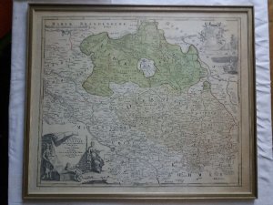 Karte der Oberlausitz und Niederlausitz Original um 1720 von Hübner / Homann umgeben vom Meissnischer Kreis, Marck Brandenburg, Herzogthum Schlesien, […]