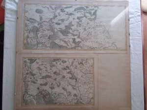 2 Karten bestehend aus 3 Teilen der Niederlausitz Original farbig altkolorierte Kupfersiche von 1758 aus Julien, R. J. Paris Atlas Topographique et Militaire […]