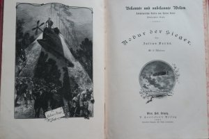 antiquarisches Buch – Verne, Julius. Robur der Sieger – Verne, Julius. Robur der Sieger. Erste deutsche Ausgabe. Wien/Pest/Leipzig, A. Hartleben's Verlag, 1887. * Mit 45 Illustrationen (inkl. 1 Tafel) in Holzschnitt. * 223 S. Marmorierter handgebundener Halbledereinband (illustrierter original VUmschlag eingeb