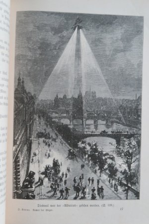 antiquarisches Buch – Verne, Julius. Robur der Sieger – Verne, Julius. Robur der Sieger. Erste deutsche Ausgabe. Wien/Pest/Leipzig, A. Hartleben's Verlag, 1887. * Mit 45 Illustrationen (inkl. 1 Tafel) in Holzschnitt. * 223 S. Marmorierter handgebundener Halbledereinband (illustrierter original VUmschlag eingeb