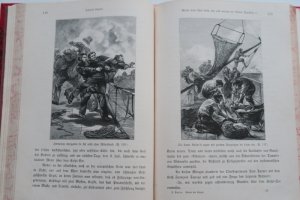 antiquarisches Buch – Verne, Julius. Robur der Sieger – Verne, Julius. Robur der Sieger. Erste deutsche Ausgabe. Wien/Pest/Leipzig, A. Hartleben's Verlag, 1887. * Mit 45 Illustrationen (inkl. 1 Tafel) in Holzschnitt. * 223 S. Marmorierter handgebundener Halbledereinband (illustrierter original VUmschlag eingeb