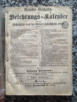 Neuester Geschäfts- und Belehrungs-Kalender für das Schaltjahr nach der Geburt Jesu Christ 1848. (Achter Jahrgang) - (teilw. autographisch)