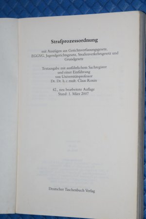 gebrauchtes Buch – Strafprozessordnung - mit Auszügen aus Gerichtsverfassungsgesetz, EGGVG, Jugendgerichtsgesetz, Straßenverkehrsgesetz und Grundgesetz