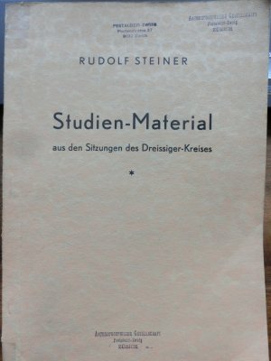 Studien-Material aus den Sitzungen des Dreissiger-Kreises