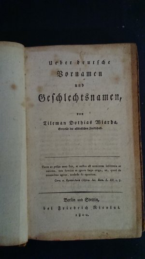 Ueber deutsche Vornamen und Geschlechtsnamen