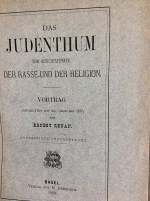 Das Judenthum vom Gesichtspunkte der Rasse und der Religion