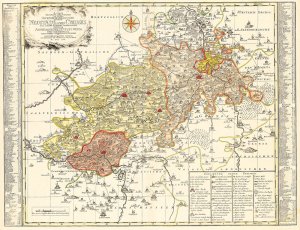 Historische Karte: Vogtland mit dem Neustädtische Kreis und den Ämtern Arnshaugk, Miltenfurth, Weyda und Ziegenrück -1757 (PLANO) - REPRINT