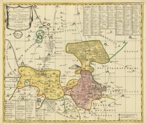 Historische Karte: Ämter Dahme und Jüterbog mit der Graftscheft Baruth in dem Gebiet Seyda, Potsdam, Luckau und Märkisch Buchholz 1760 (PLANO) - REPRINT