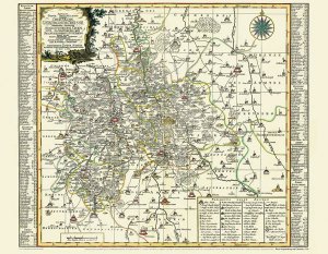 Historische Karte: Ämter Augustusburg, Chemnitz, Sachsenburg mit Frankenberg und Stollberg 1758 (Plano/Reprint)