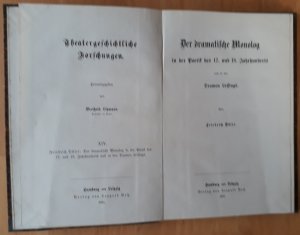 antiquarisches Buch – Friedrich Düsel – Der dramatische Monolog in der Poetik des 17. und 18. Jahrhunderts und in den Dramen Lessings