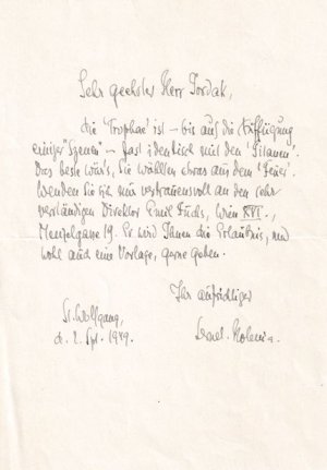 Schriftsteller (1897-1976). Eigenh. Brief mit U. - Mit Kuvert.