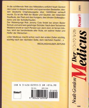 gebrauchtes Buch – Noah Gordon – Noah Gordon DER MEDICUS ***Reise aus Dunkelheit ins Licht***Welt der Bader und Gaukler**der Pest und des Hungers** TB 1990