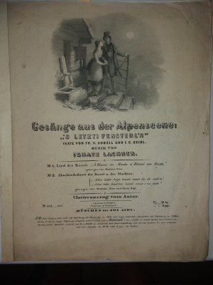 Zwei Gesänge aus der Alpenscene "s' letzte Fensterl'n". Guitarre und Gesang/ dazu: Clavier und Gesang