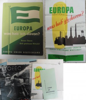 Europa - was hab' ich davon ? Bessere Chancen durch gemeinsame Wirtschaft. - Programm-Mappe von 1955 mit umfangreichem Material zur Thematik (Broschüren […]