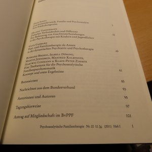 gebrauchtes Buch – Psychoanalytische Familientherapie. Zeitschrift für Paar-, Familien- und Sozialtherapie 2011, Nr. 22, Heft 1